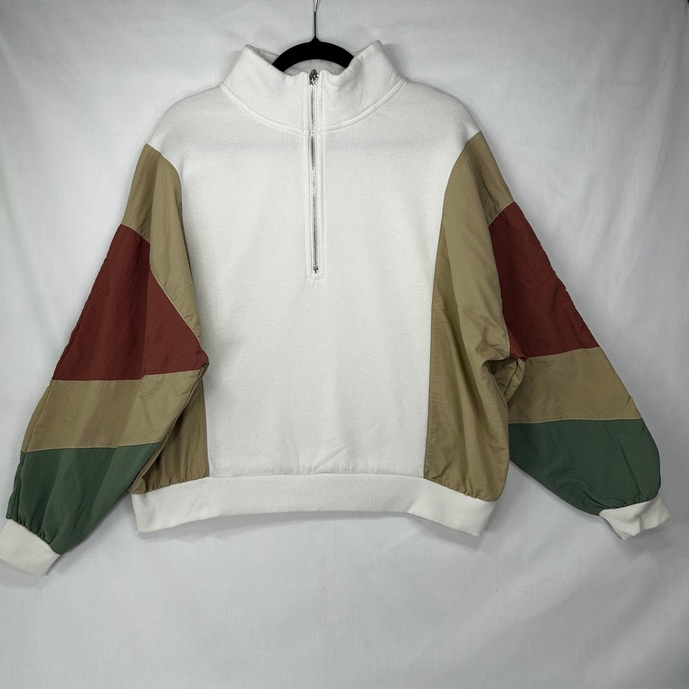 Vintage Vinyl Icons Colorblock Quarter Zip Sweatshirt L Multicolor Sleeves